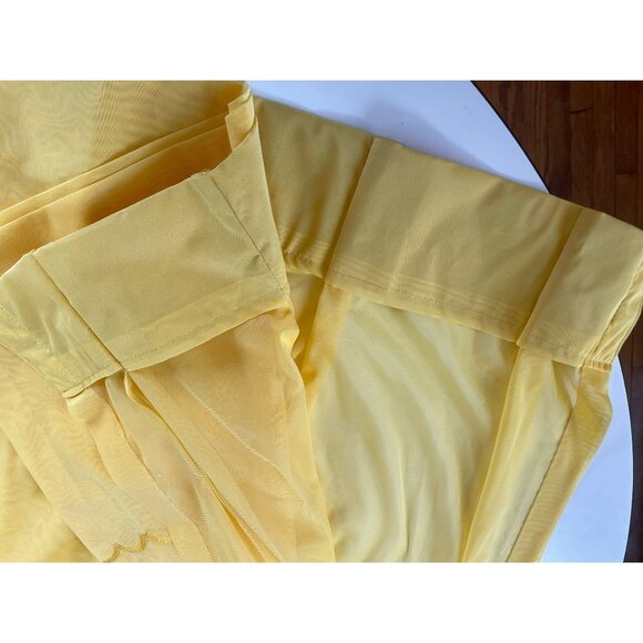 Vintage 70s curtain, golden yellow, embroidered bottom, oversized pleated panel - Picture 8 of 10
